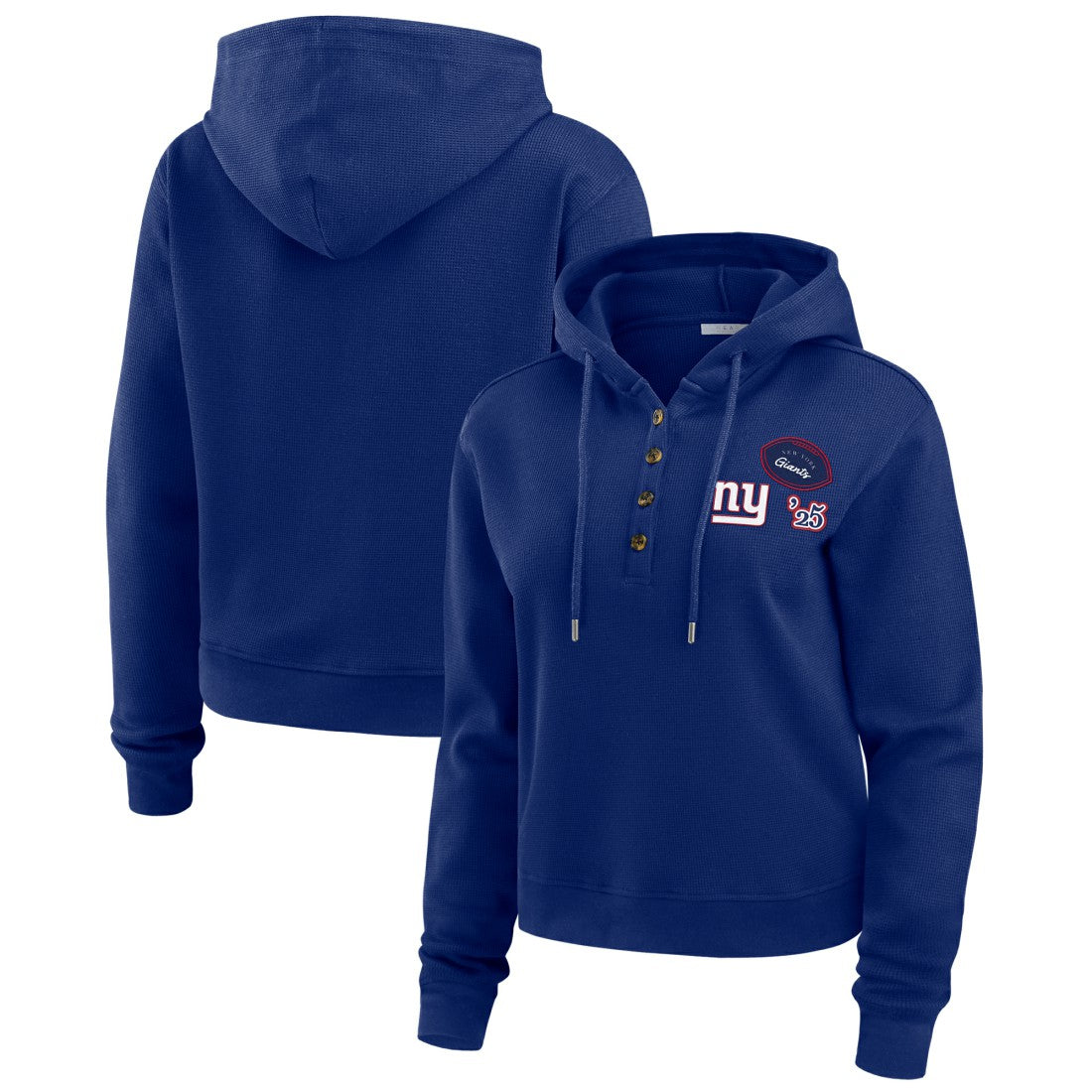 New York Giants WEAR by Erin Andrews Women's Waffle Hoodie Pullover Top - Royal sale
