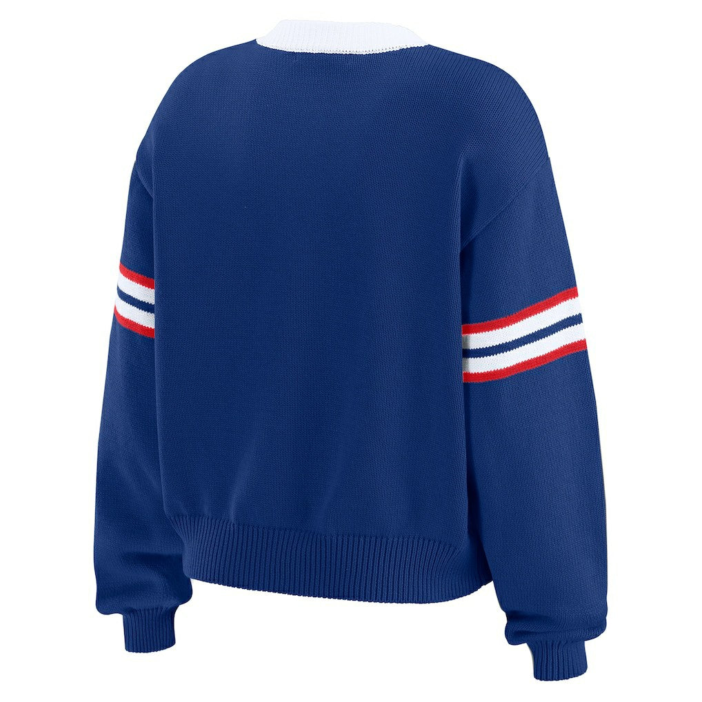 Buffalo Bills WEAR by Erin Andrews Women's Lace-Up Pullover Sweatshirt - Royal outlet