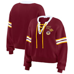 Washington Commanders WEAR by Erin Andrews Women's Lace-Up Pullover Sweatshirt - Burgundy discount