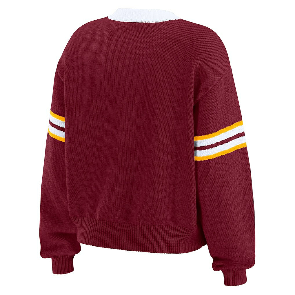 Washington Commanders WEAR by Erin Andrews Women's Lace-Up Pullover Sweatshirt - Burgundy discount