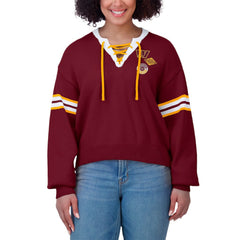 Washington Commanders WEAR by Erin Andrews Women's Lace-Up Pullover Sweatshirt - Burgundy discount