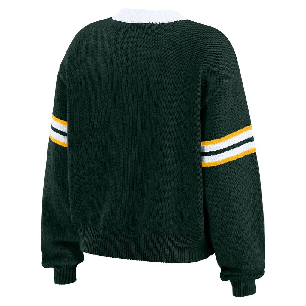Green Bay Packers WEAR by Erin Andrews Women's Lace-Up Pullover Sweatshirt - Green discount