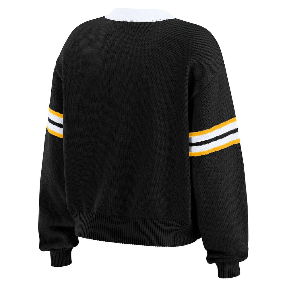 Pittsburgh Steelers WEAR by Erin Andrews Women's Lace-Up Pullover Sweatshirt - Black cheap