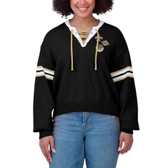 New Orleans Saints WEAR by Erin Andrews Women's Lace-Up Pullover Sweatshirt - Black online