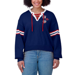 New York Giants WEAR by Erin Andrews Women's Lace-Up Pullover Sweatshirt - Royal on sale