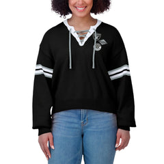 Las Vegas Raiders WEAR by Erin Andrews Women's Lace-Up Pullover Sweatshirt - Black cheap