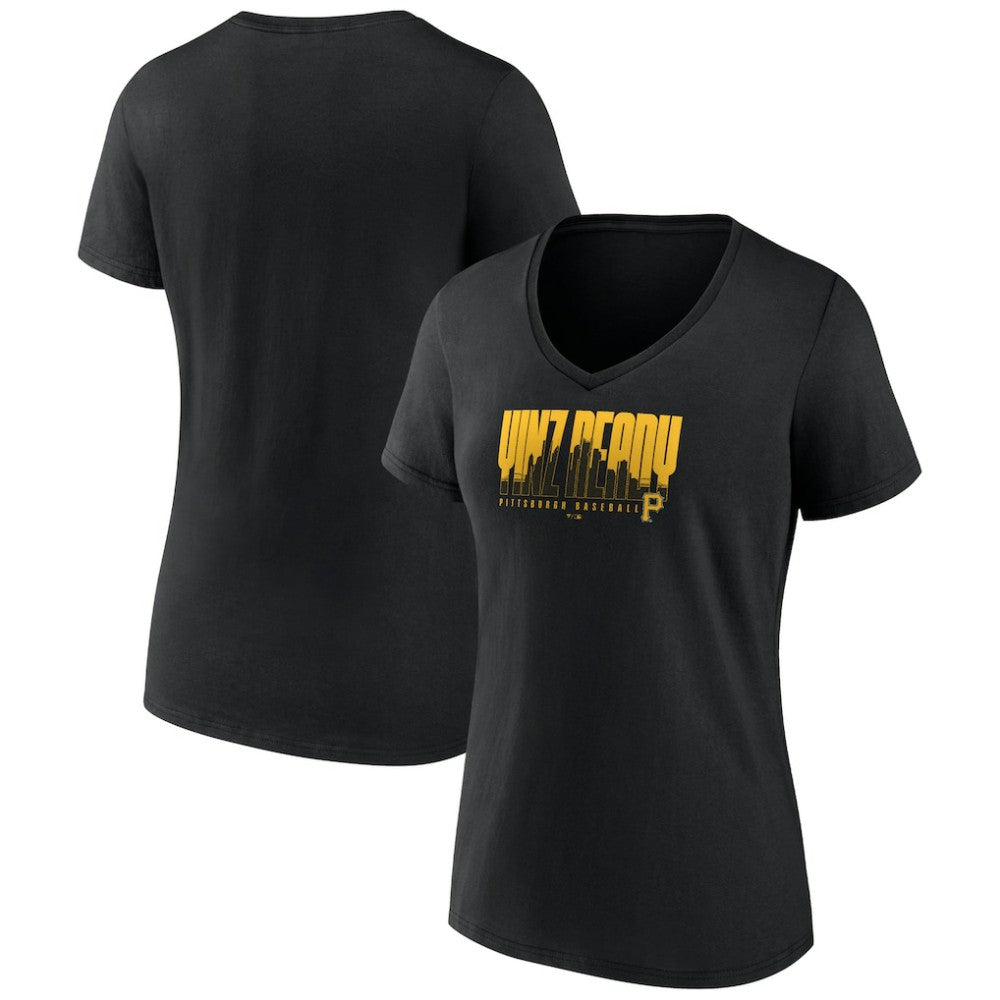 Pittsburgh Pirates Women's Yinz Ready V-Neck T-Shirt Black