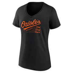 Baltimore Orioles Women's Hot Dog Race V-Neck T-Shirt Black