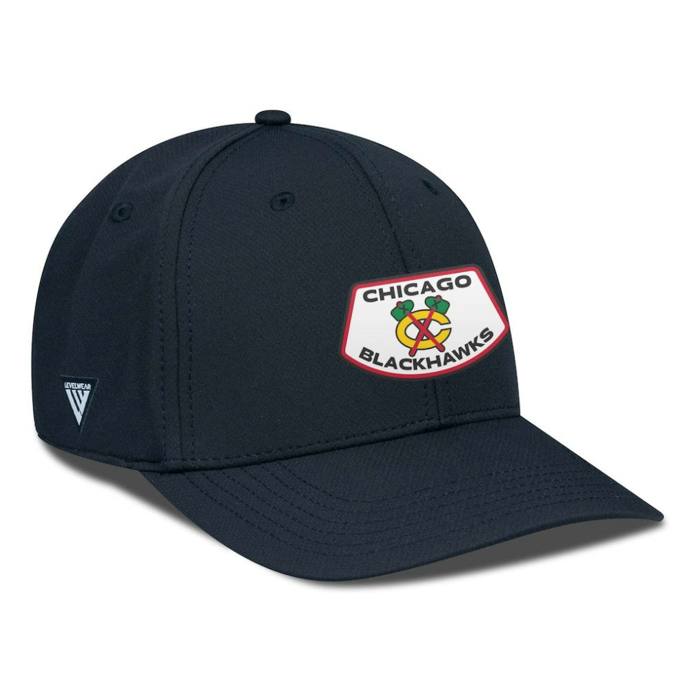 Chicago Blackhawks Levelwear Rise Skylight Flex Hat - Black Hats