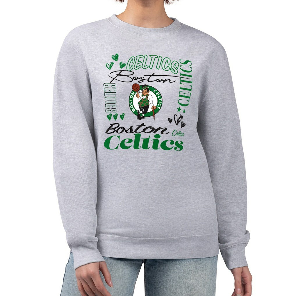 Boston Celtics G-III 4Her by Carl Banks Women's Collage Team Graphic Fleece Pullover Sweatshirt - Heather Gray shop