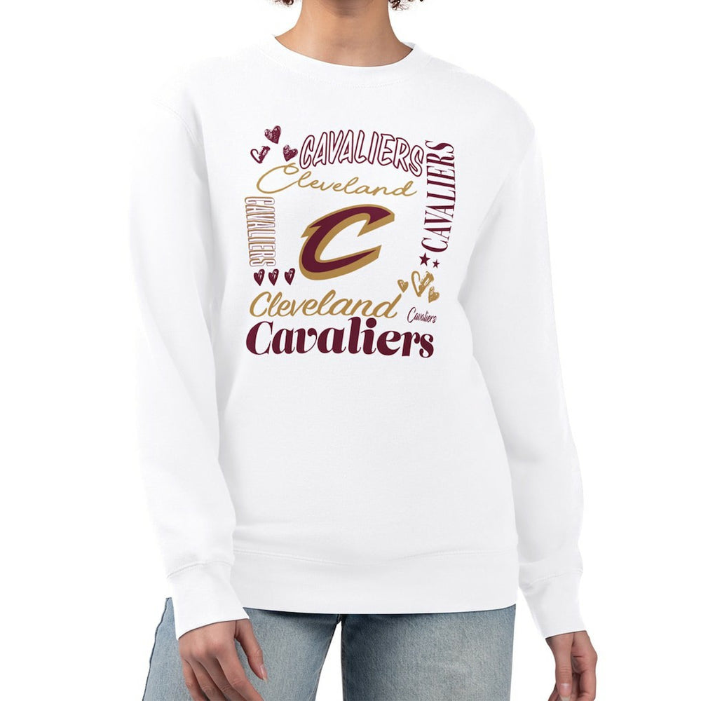 Cleveland Cavaliers G-III 4Her by Carl Banks Women's Collage Team Graphic Fleece Pullover Sweatshirt sale - White discount