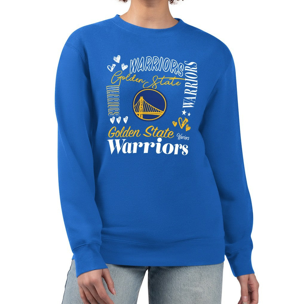 Golden State Warriors G-III 4Her by Carl Banks Women's Collage Team Graphic Fleece Pullover Sweatshirt sale - Royal shop