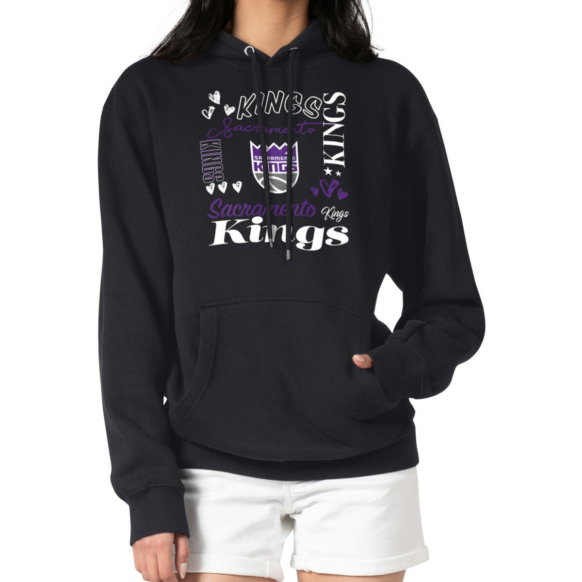 Sacramento Kings G-III 4Her by Carl Banks Women's Team Collage Graphic Fleece Pullover Hoodie - Black discount