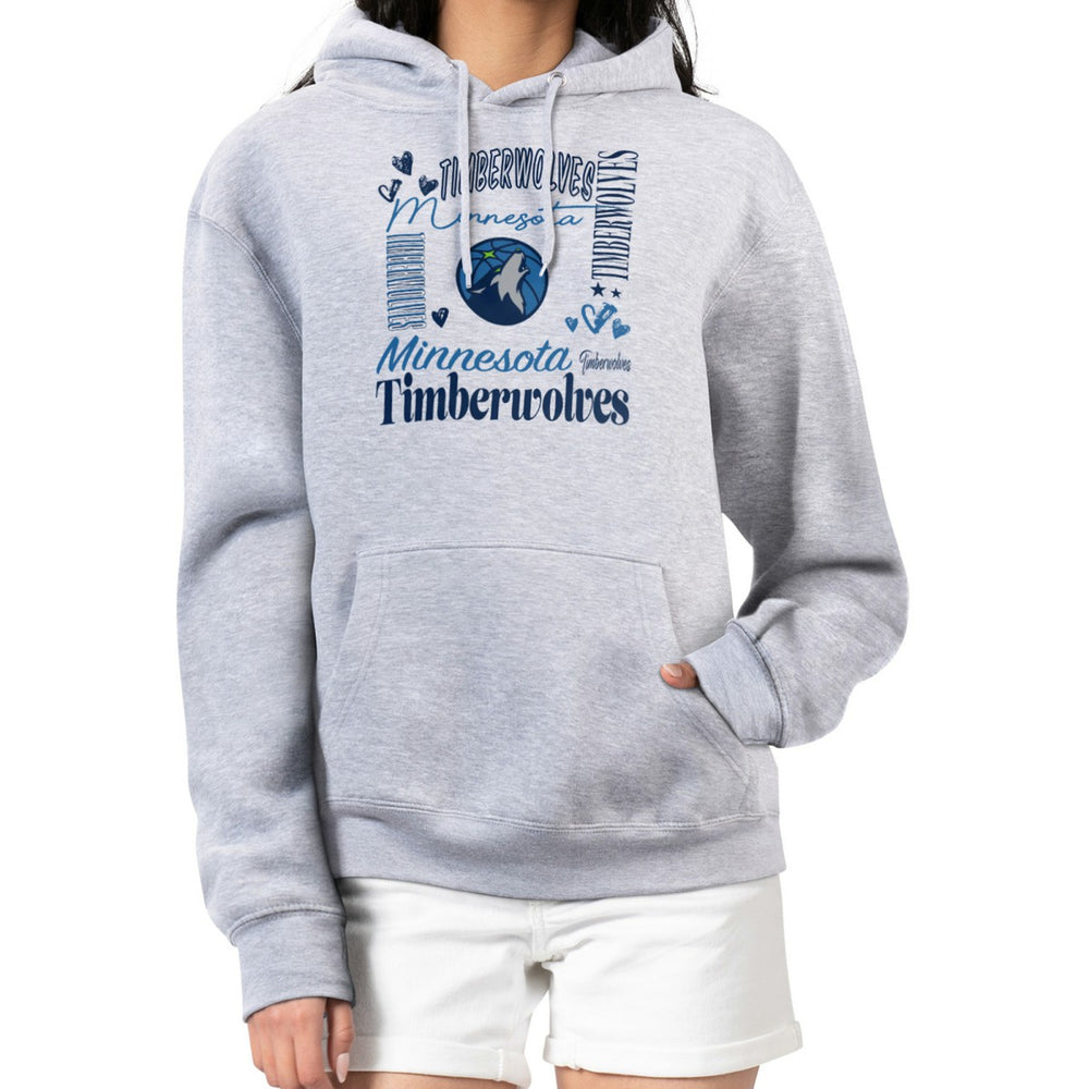 Minnesota Timberwolves G-III 4Her by Carl Banks Women's Team Collage Graphic Fleece Pullover Hoodie - Heather Gray cheap