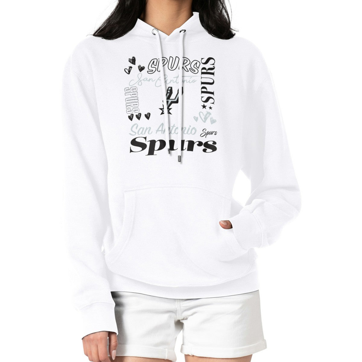 San Antonio Spurs G-III 4Her by Carl Banks Women's Team Collage Graphic Fleece Pullover Hoodie - White sale