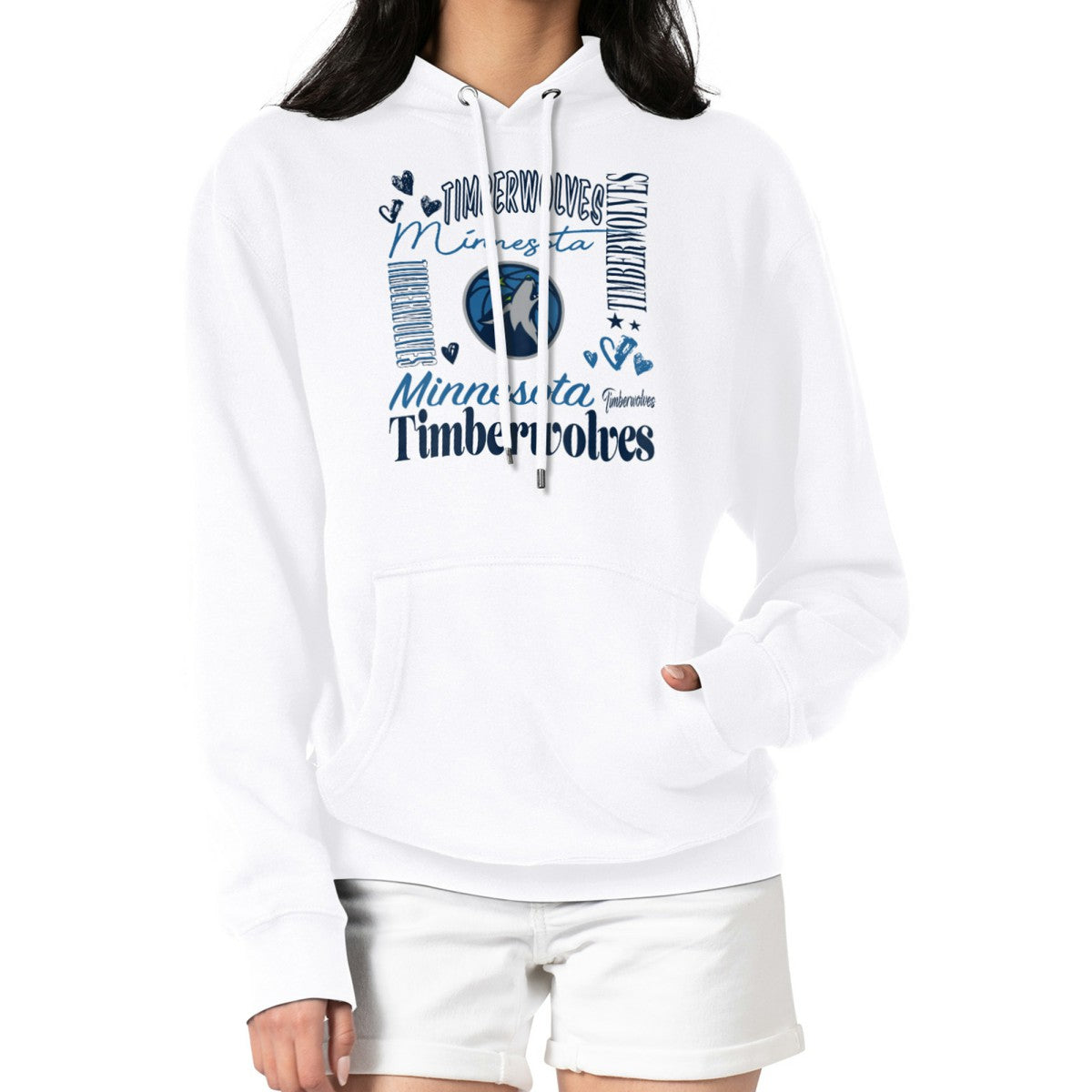 Minnesota Timberwolves G-III 4Her by Carl Banks Women's Team Collage Graphic Fleece Pullover Hoodie - White outlet