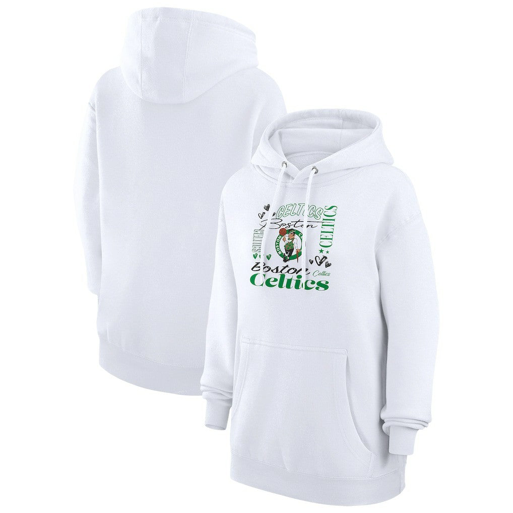 Boston Celtics G-III 4Her by Carl Banks Women's Team Collage Graphic Fleece Pullover Hoodie - White outlet
