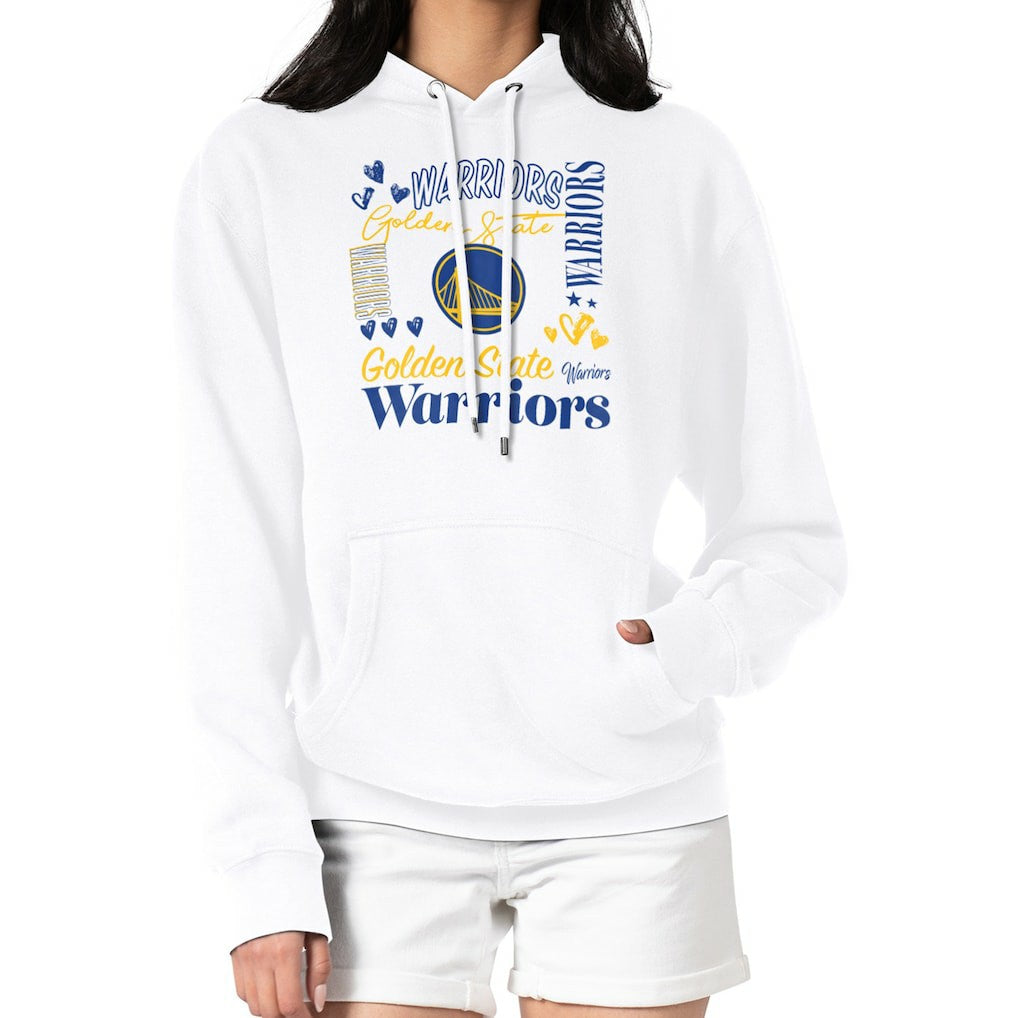 Golden State Warriors G-III 4Her by Carl Banks Women's Team Collage Graphic Fleece Pullover Hoodie sale - White discount
