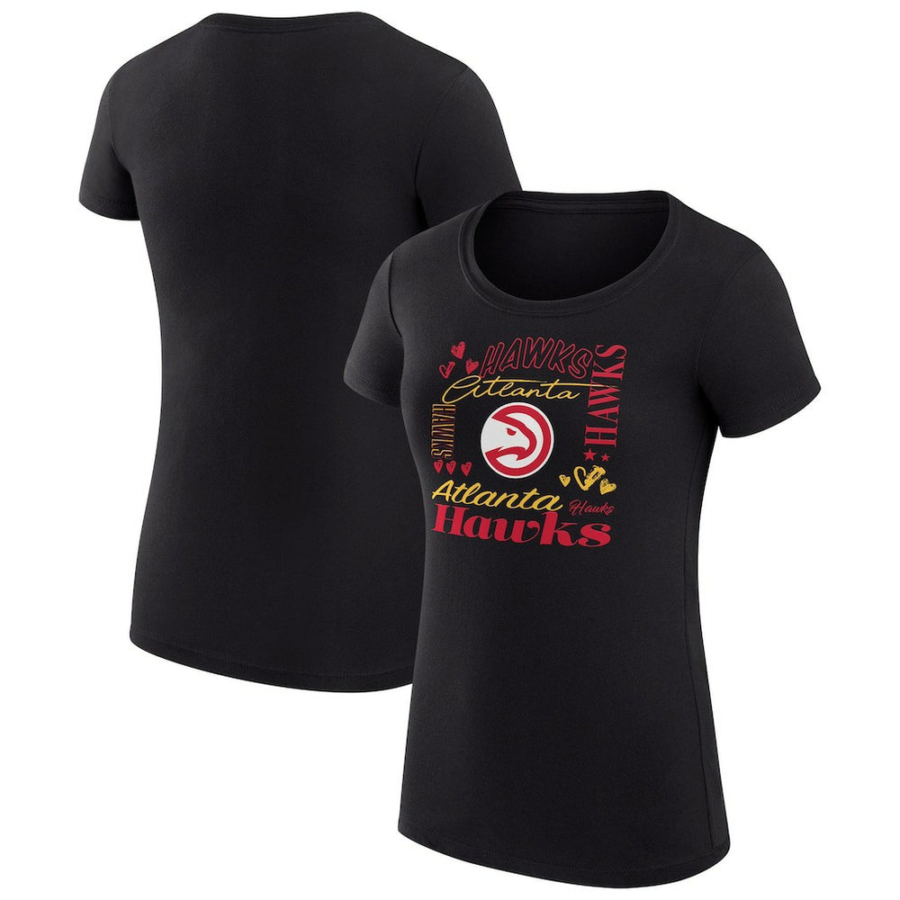 Atlanta Hawks G-III 4Her by Carl Banks Women's Super-Slim Fit Lightweight Team Name Collage Graphic T-Shirt - Black outlet
