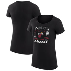 Miami Heat G-III 4Her by Carl Banks Women's Super-Slim Fit Lightweight Team Name Collage Graphic T-Shirt - Black outlet