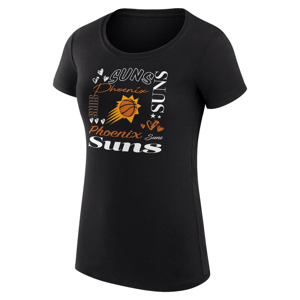 Phoenix Suns G-III 4Her by Carl Banks Women's Super-Slim Fit Lightweight Team Name Collage Graphic T-Shirt - Black discount