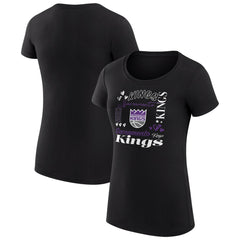 Sacramento Kings G-III 4Her by Carl Banks Women's Super-Slim Fit Lightweight Team Name Collage Graphic T-Shirt - Black cheap