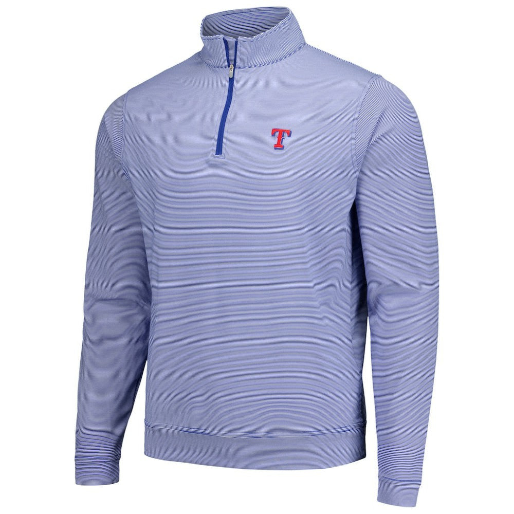 Texas Rangers Peter Millar Perth Sugar Stripe Performance Quarter-Zip Top Royal