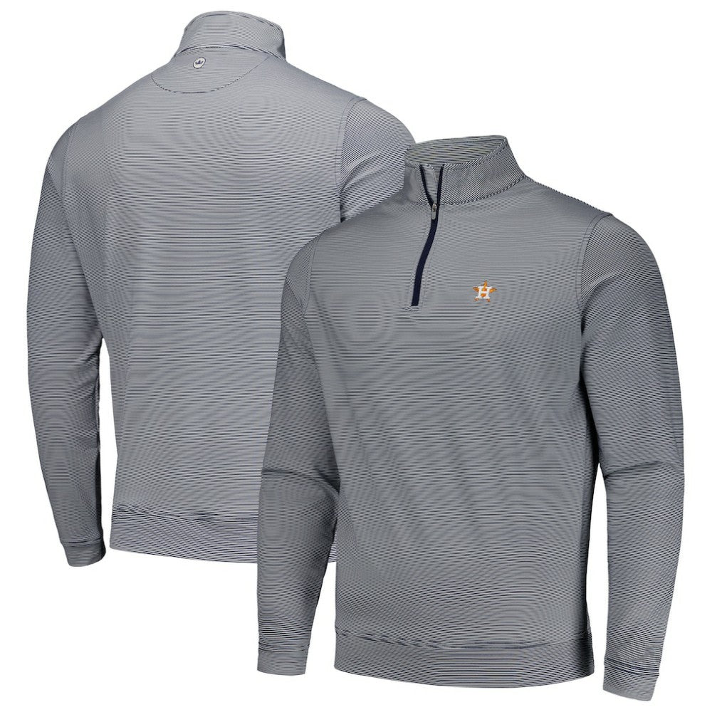 Houston Astros Peter Millar Perth Sugar Stripe Performance Quarter-Zip Top Navy