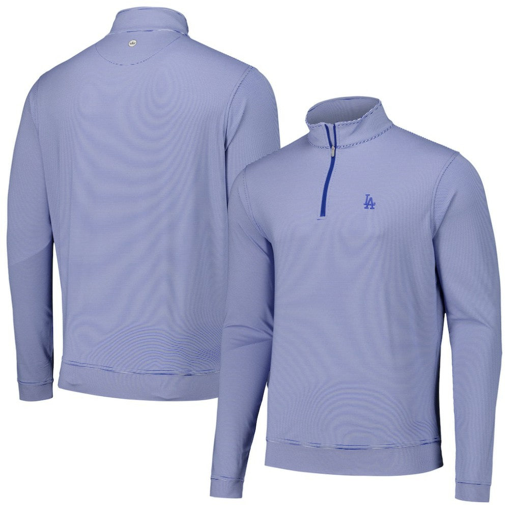 Los Angeles Dodgers Peter Millar Perth Sugar Stripe Performance Quarter-Zip Top Royal