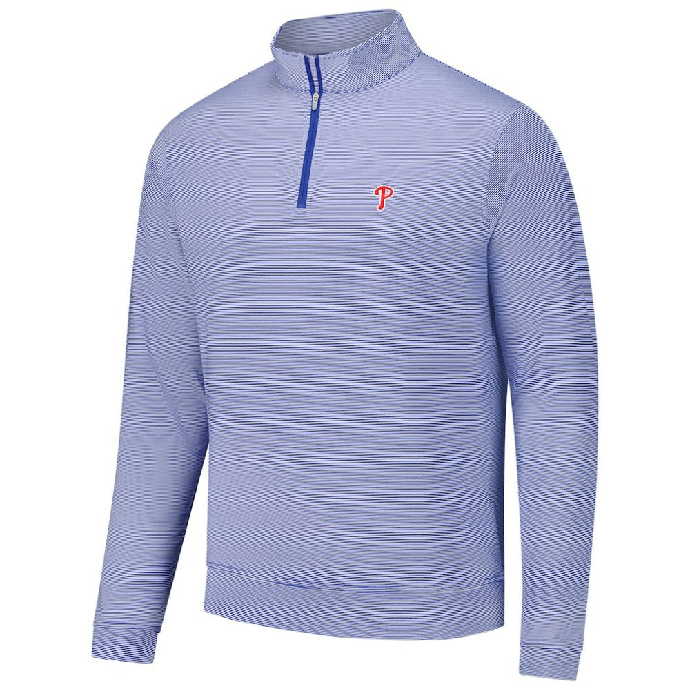 Philadelphia Phillies Peter Millar Perth Sugar Stripe Performance Quarter-Zip Top Royal