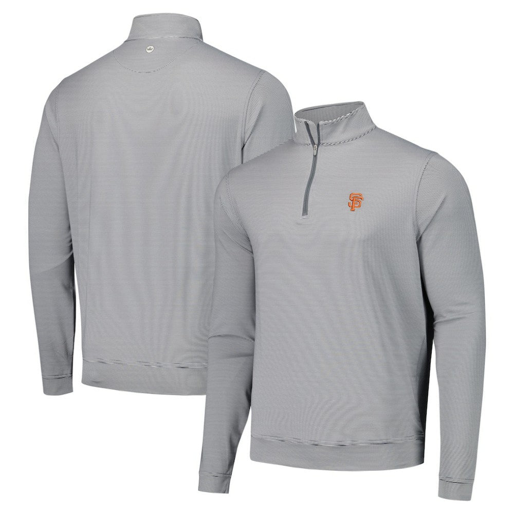 San Francisco Giants Peter Millar Perth Sugar Stripe Performance Quarter-Zip Top Black