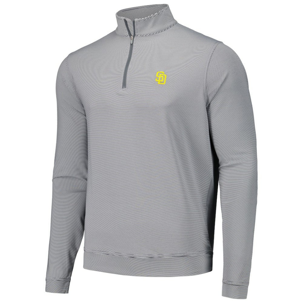 San Diego Padres Peter Millar Perth Sugar Stripe Performance Quarter-Zip Top Black