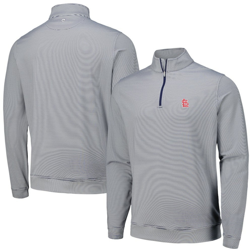 St. Louis Cardinals Peter Millar Perth Sugar Stripe Performance Quarter-Zip Top Navy