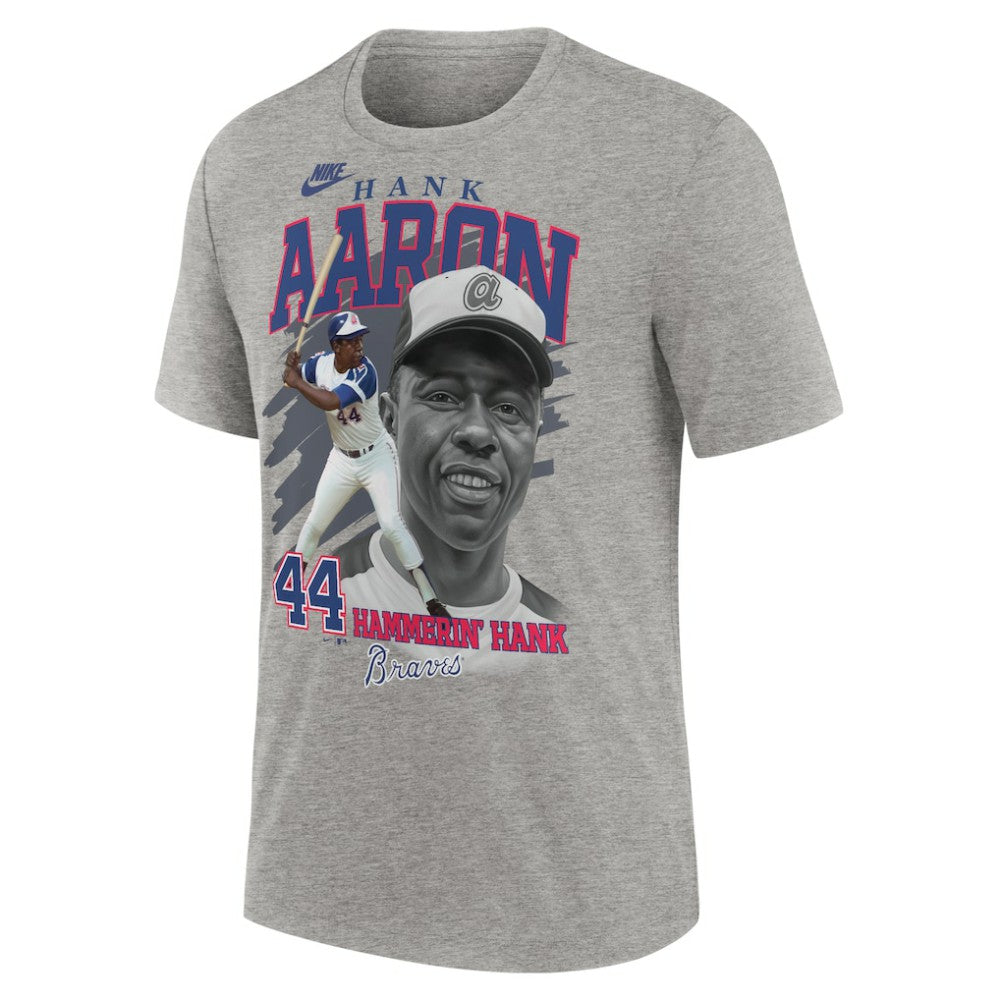Hank Aaron Atlanta Braves Cooperstown Collection Player Local T-Shirt Heather Gray