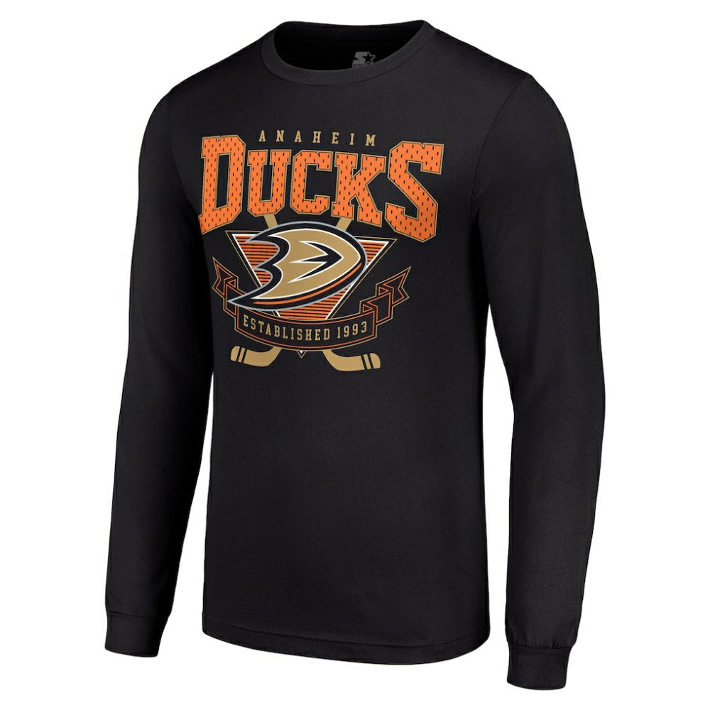 Anaheim Ducks Starter Team Logo Graphic Long Sleeve T-Shirt - Black T-shirts