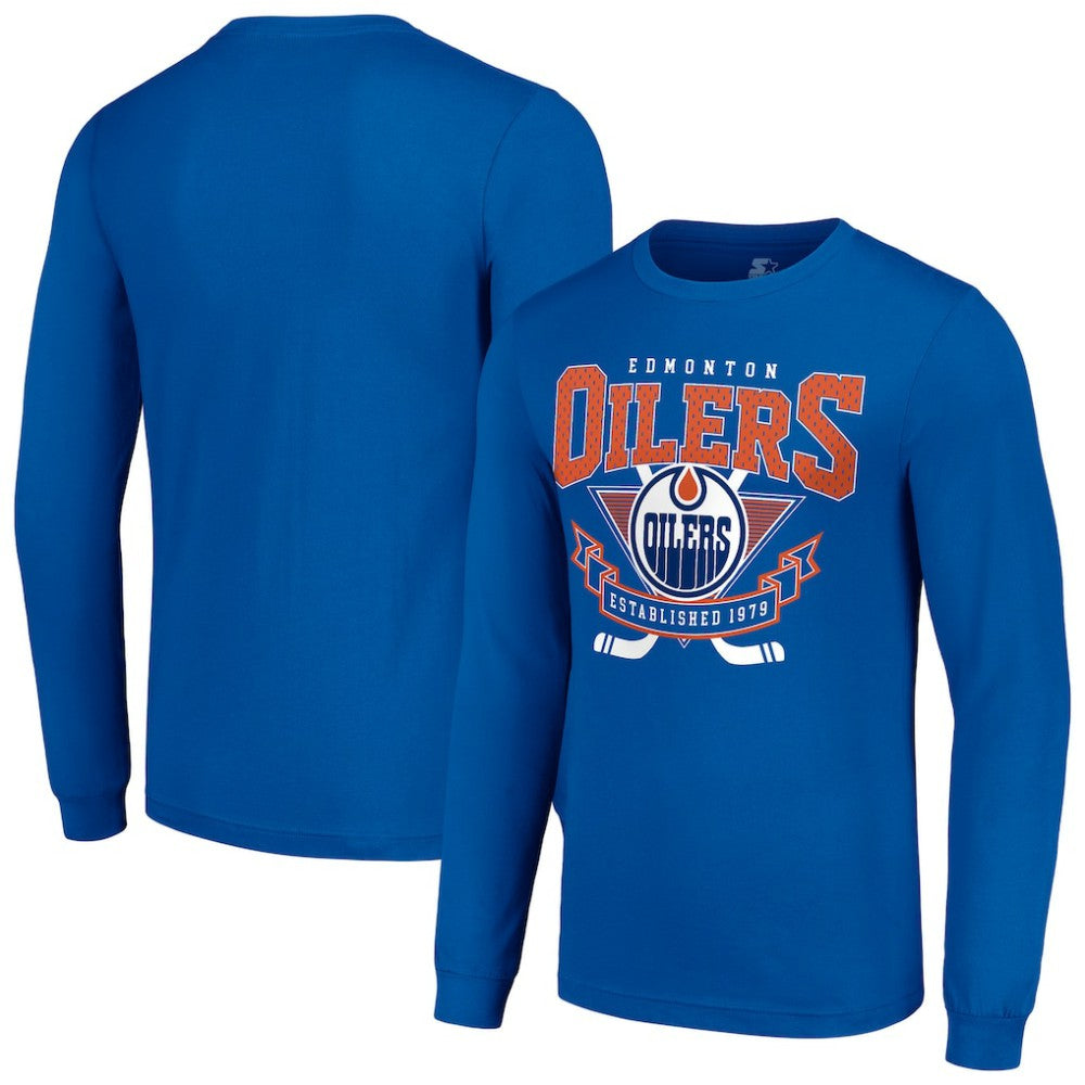 Edmonton Oilers Starter Team Logo Graphic Long Sleeve T-Shirt - Royal T-shirts