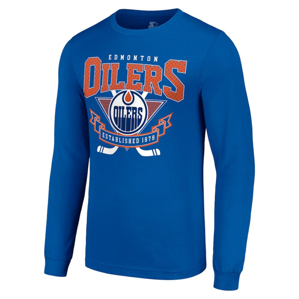Edmonton Oilers Starter Team Logo Graphic Long Sleeve T-Shirt - Royal T-shirts