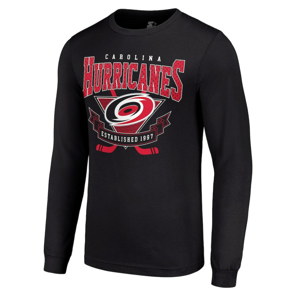 Carolina Hurricanes Starter Team Logo Graphic Long Sleeve T-Shirt - Black T-shirts