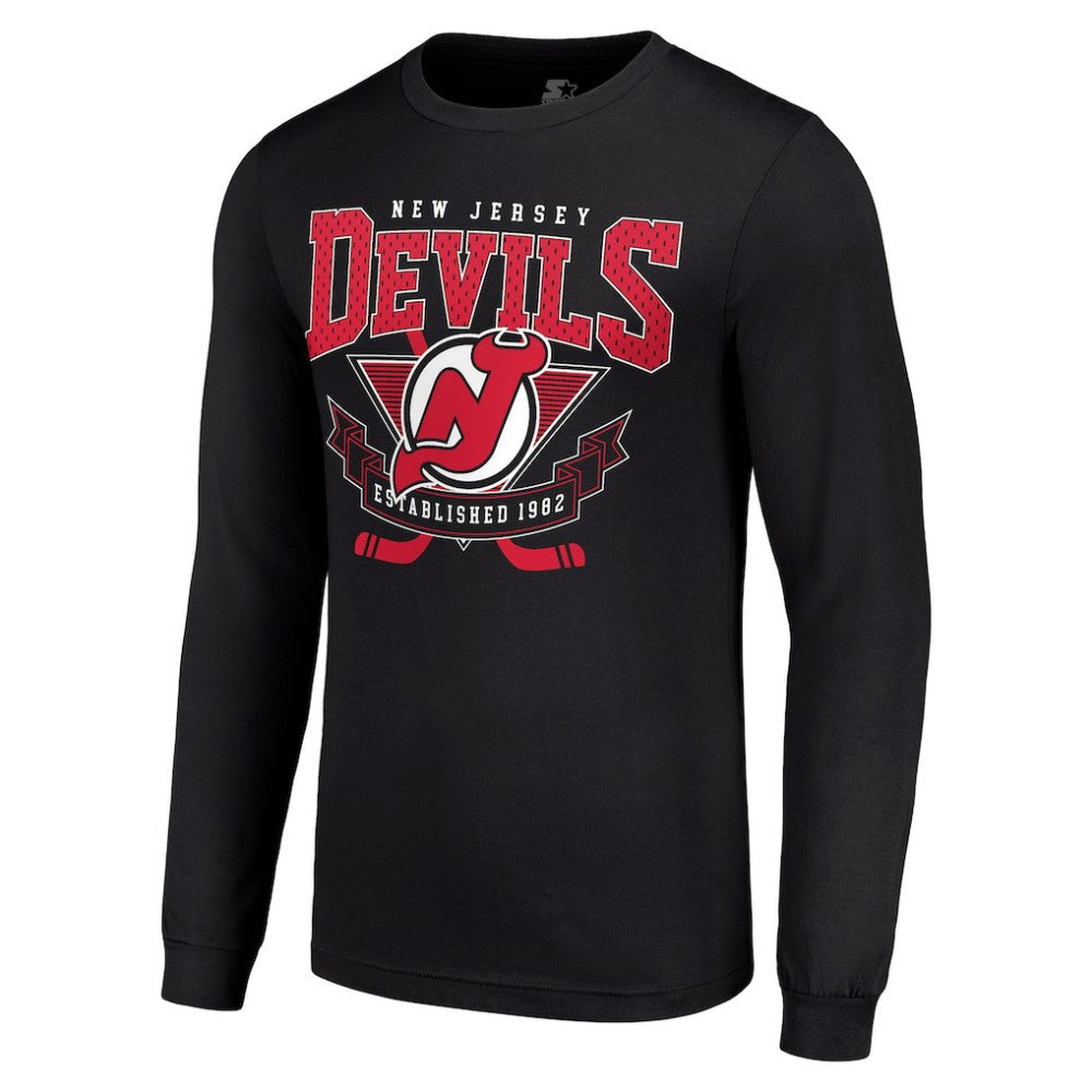 New Jersey Devils Starter Team Logo Graphic Long Sleeve T-Shirt - Black T-shirts