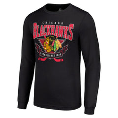 Chicago Blackhawks Starter Team Logo Graphic Long Sleeve T-Shirt - Black T-shirts