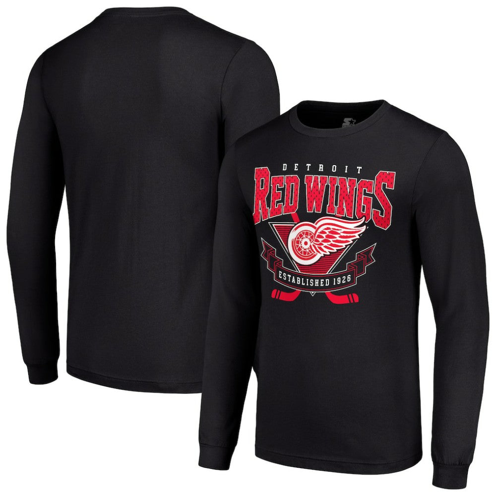 Detroit Red Wings Starter Team Logo Graphic Long Sleeve T-Shirt - Black T-shirts