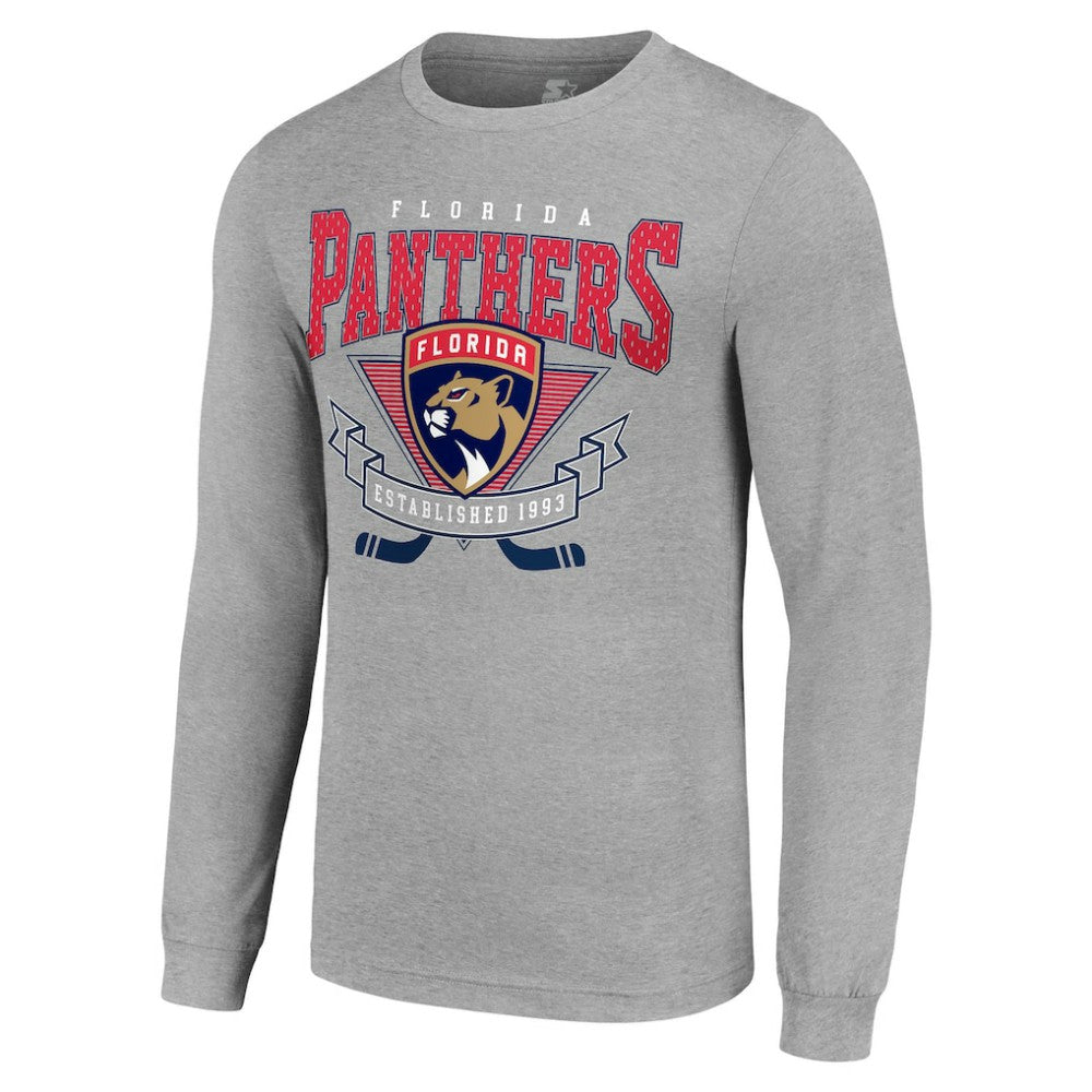 Florida Panthers Starter '80s Inspired Team Logo Long Sleeve T-Shirt - Heather Gray T-shirts