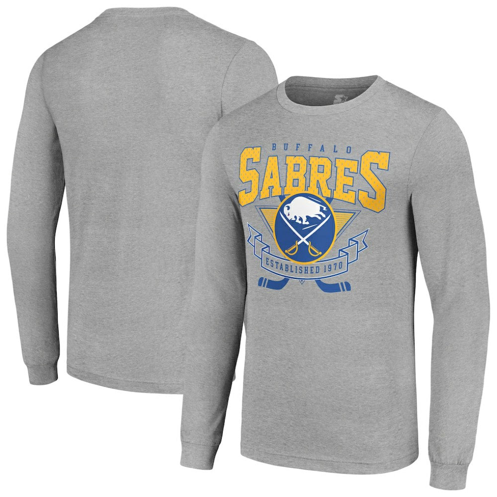 Buffalo Sabres Starter '80s Inspired Team Logo Long Sleeve T-Shirt - Heather Gray T-shirts