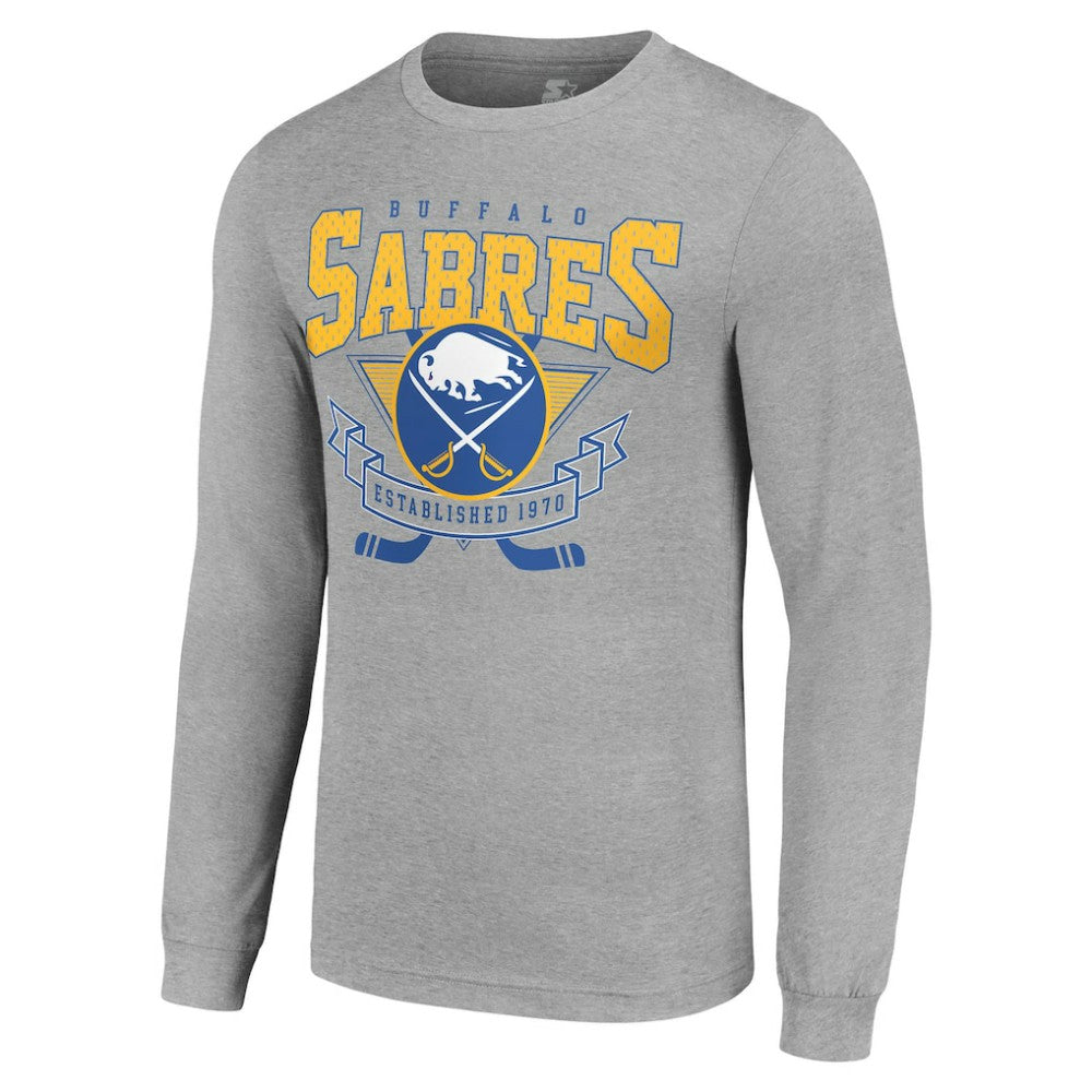 Buffalo Sabres Starter '80s Inspired Team Logo Long Sleeve T-Shirt - Heather Gray T-shirts