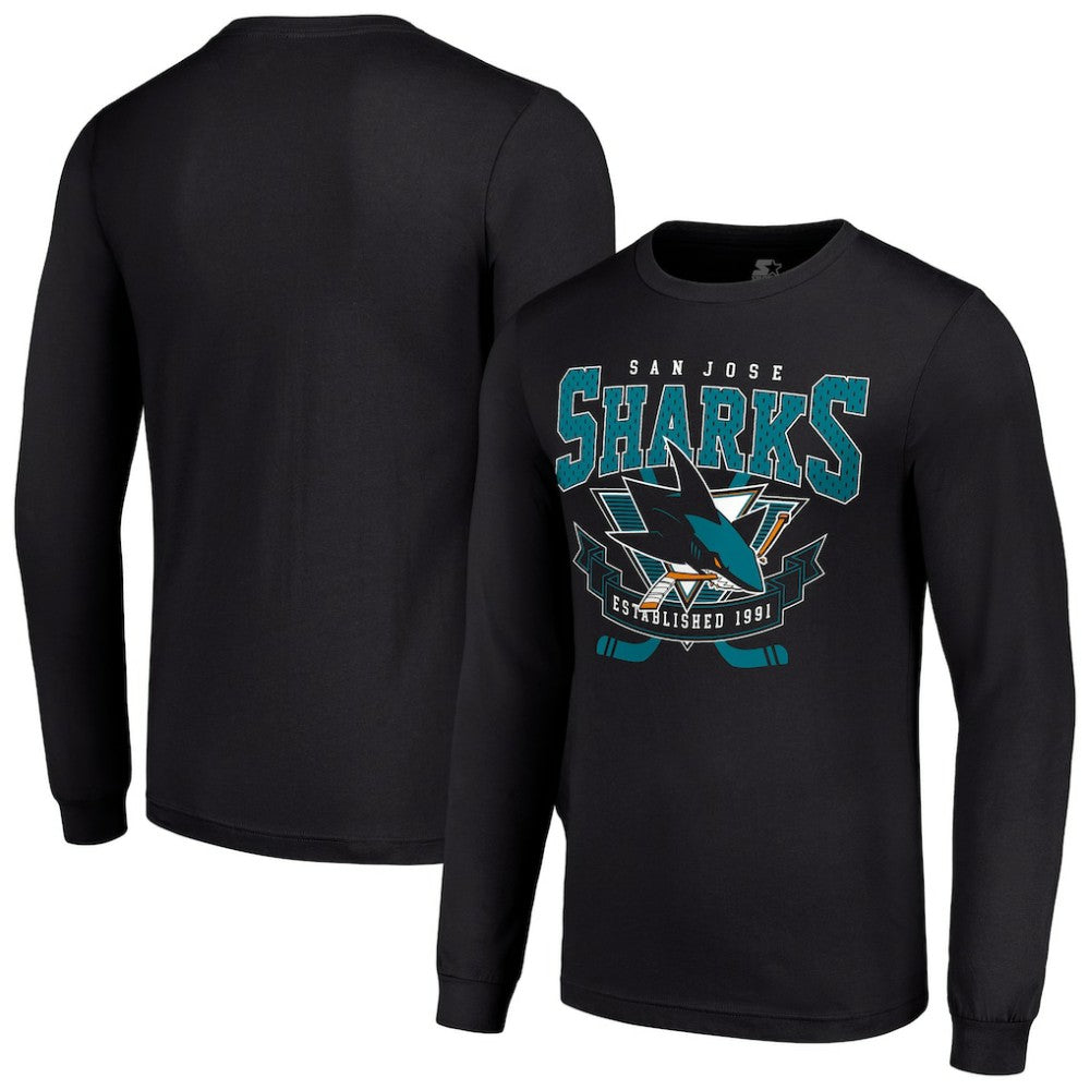 San Jose Sharks Starter Team Logo Graphic Long Sleeve T-Shirt - Black T-shirts