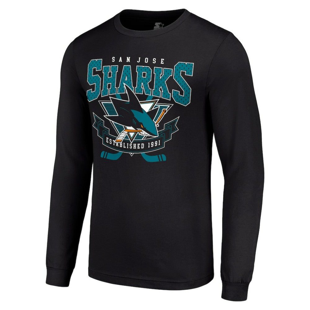 San Jose Sharks Starter Team Logo Graphic Long Sleeve T-Shirt - Black T-shirts