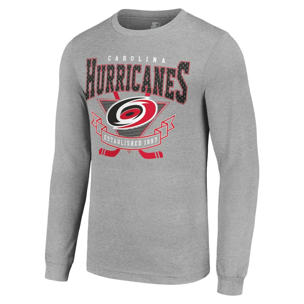 Carolina Hurricanes Starter '80s Inspired Team Logo Long Sleeve T-Shirt - Heather Gray T-shirts