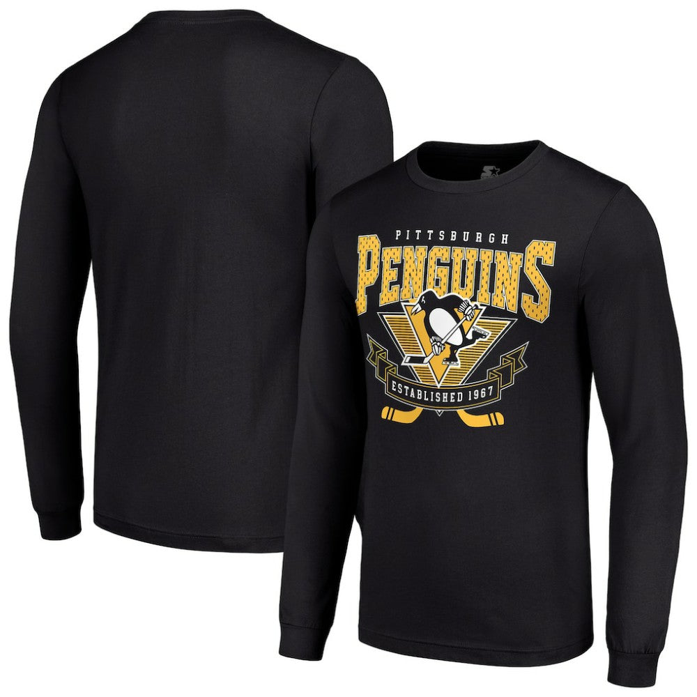 Pittsburgh Penguins Starter Team Logo Graphic Long Sleeve T-Shirt - Black T-shirts