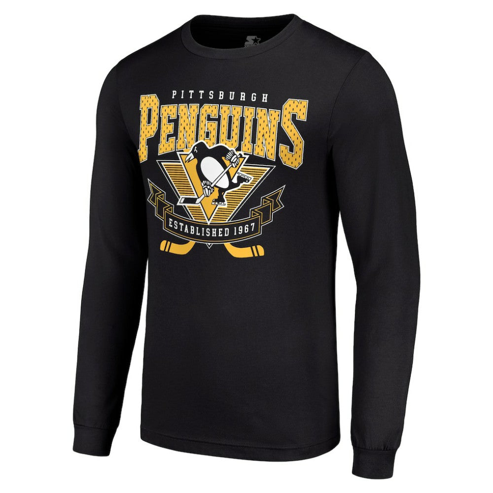 Pittsburgh Penguins Starter Team Logo Graphic Long Sleeve T-Shirt - Black T-shirts
