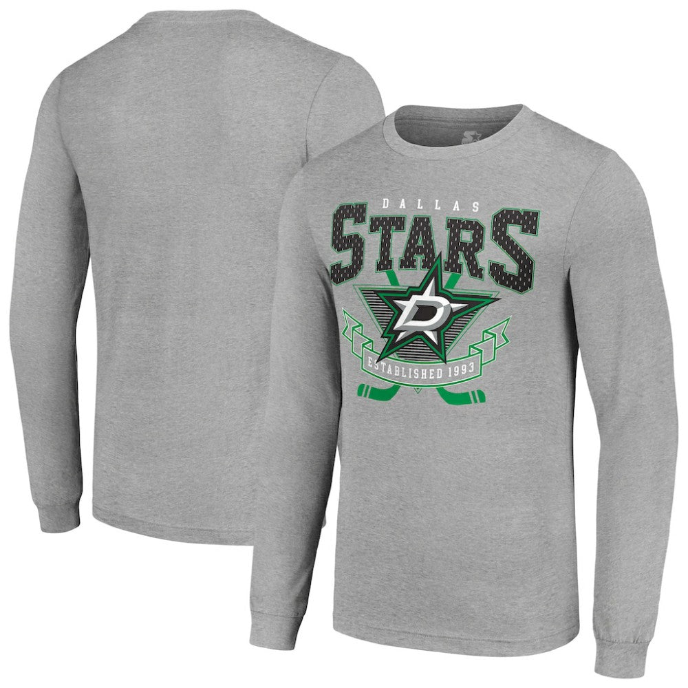 Dallas Stars Starter '80s Inspired Team Logo Long Sleeve T-Shirt - Heather Gray T-shirts